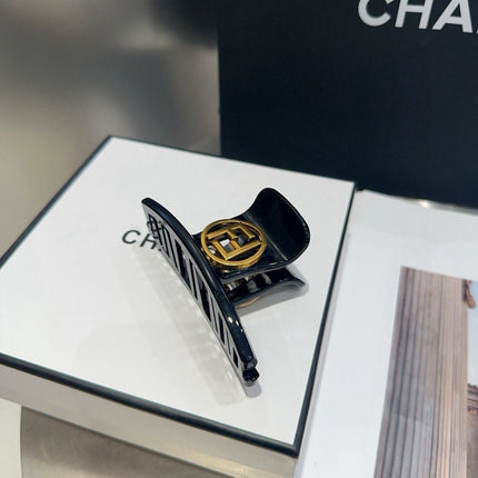 DIOR 26S BOW HAIR CLIP IN BLACK ACETATE 512088