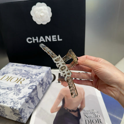 DIOR 26S BOW HAIR CLIP IN SILVER ACETATE 512090