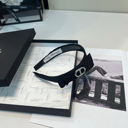 DIOR 26S BOW HEADBAND IN BLACK FABRIC 503098