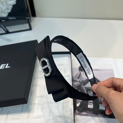 DIOR 26S BOW HEADBAND IN BLACK FABRIC 503098