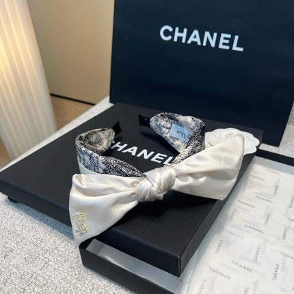 DIOR 26S BOW HEADBAND IN WHITE SATIN 500642