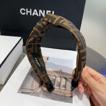 DIOR 26S BOW HEADBAND IN BLACK AND BROWN FABRIC 500678