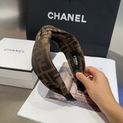 DIOR 26S BOW HEADBAND IN BLACK AND BROWN FABRIC 500678