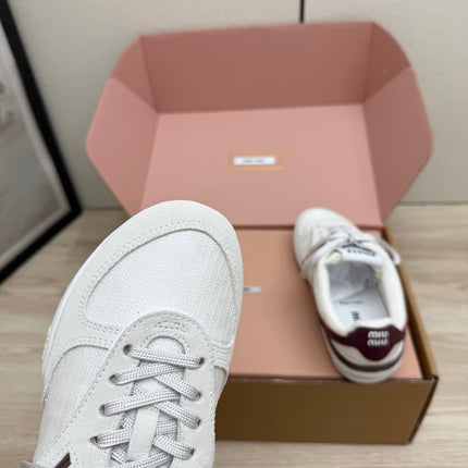 MIUMIU 26S SNEAKERS IN WHITE FABRIC AND SUEDE STYLE 13