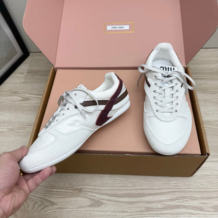MIUMIU 26S SNEAKERS IN WHITE FABRIC AND SUEDE STYLE 13