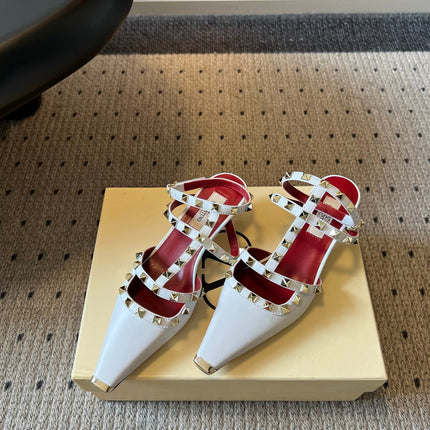 VALENTINO 26S ROCKSTUD HIGH HEELS 40 MM IN WHITE CALFSKIN