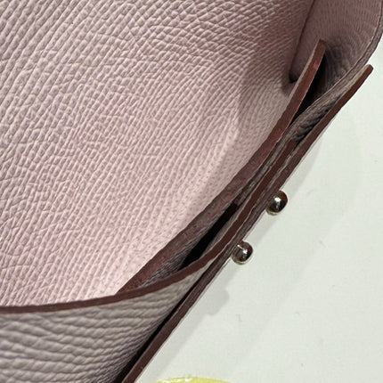 CALVI DUO COMPACT CARD HOLDER IN MAUVE PALE EPSOM CALFSKIN