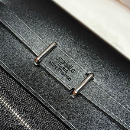 HERMES 25S MINI HERBAG 20 IN FULL BLACK CANVAS SILVER HARDWARE