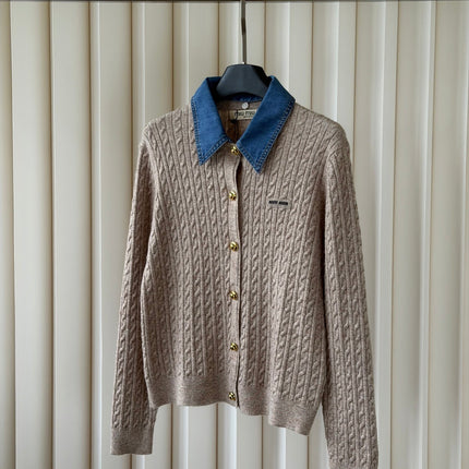 MIUMIU 26S COLLAR KNIT CARDIGAN 1574