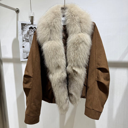 MAXMARA 26S FUR-TRIMMED SUEDE JACKET 288