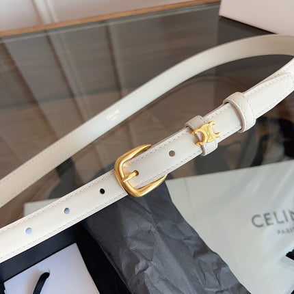 CELINE 26S BELT 18 MM IN CREAM WHITE CALFSKIN 658525