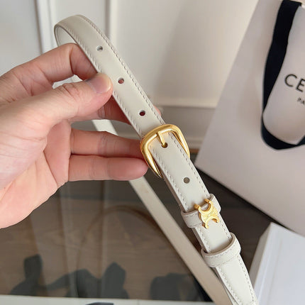 CELINE 26S BELT 18 MM IN CREAM WHITE CALFSKIN 658525