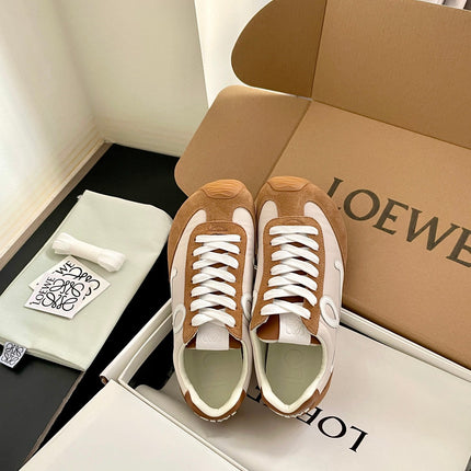 LOEWE 26S BALLET RUNNER 2.0 IN BROWN SUEDE AND BEIGE NYLON