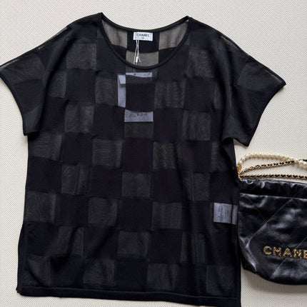 CHANEL 26S PLAID SHORT-SLEEVE SHIRT STYLE 1160