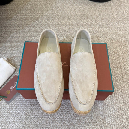 LP 26S ESPADRILLE LOAFERS IN LIGHT GREY SUEDE WITH JUTE TRIM