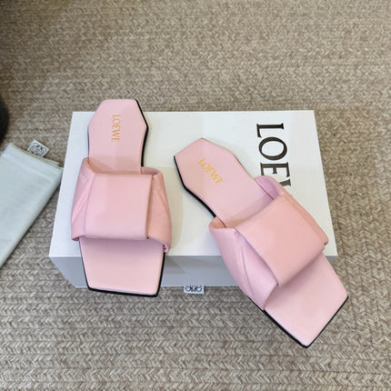 LOEWE 26S FLAT SLIDE SANDALS IN LIGHT PINK CALFSKIN