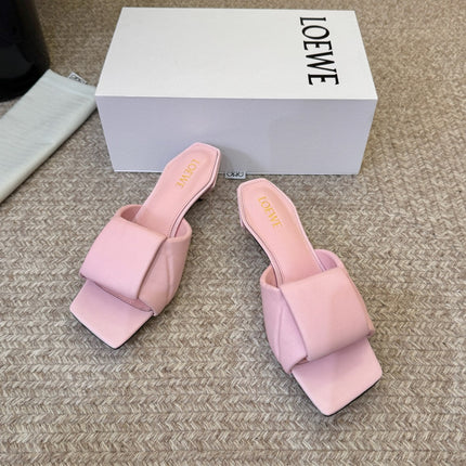 LOEWE 26S HEELED MULE SANDALS 45MM IN LIGHT PINK CALFSKIN