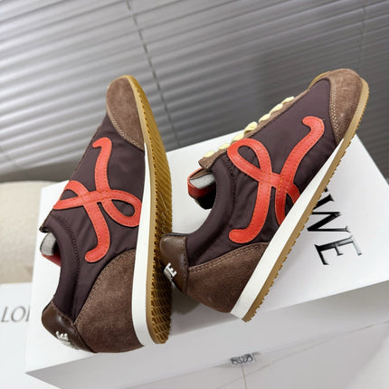 LOEWE 26S BALLET RUNNER 2.0 IN DARK BROWN NYLON AND CALFSKIN