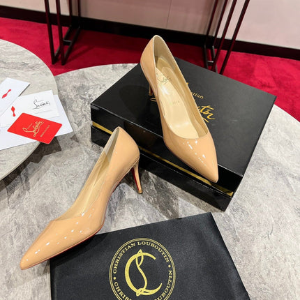 CHRISTIAN LOUBOUTIN 26S SO KATE PUMP 65 MM IN BEIGE PATENT CALFSKIN
