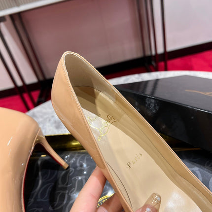 CHRISTIAN LOUBOUTIN 26S SO KATE PUMP 65 MM IN BEIGE PATENT CALFSKIN