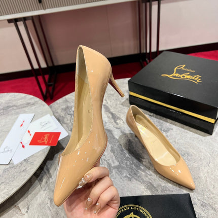 CHRISTIAN LOUBOUTIN 26S SO KATE PUMP 65 MM IN BEIGE PATENT CALFSKIN