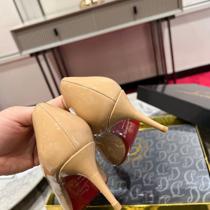 CHRISTIAN LOUBOUTIN 26S SO KATE PUMP 65 MM IN BEIGE PATENT CALFSKIN