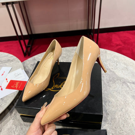 CHRISTIAN LOUBOUTIN 26S SO KATE PUMP 65 MM IN BEIGE PATENT CALFSKIN
