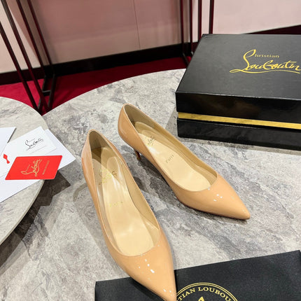CHRISTIAN LOUBOUTIN 26S SO KATE PUMP 65 MM IN BEIGE PATENT CALFSKIN