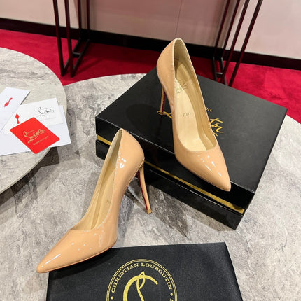 CHRISTIAN LOUBOUTIN 26S SO KATE PUMP 85 MM IN BEIGE PATENT CALFSKIN