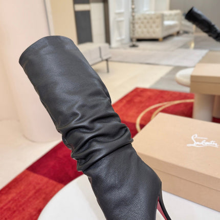 CHRISTIAN LOUBOUTIN 26S KNEE-HIGH BOOTS 100 MM IN BLACK GRAINED CALFSKIN