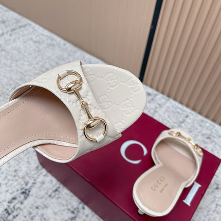 GUCCI 26S HIGH-HEEL SANDALS 85 MM IN CREAM WHITE CALFSKIN