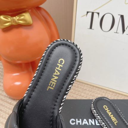 CHANEL 26S WEDGE SANDALS IN BLACK LAMBSKIN