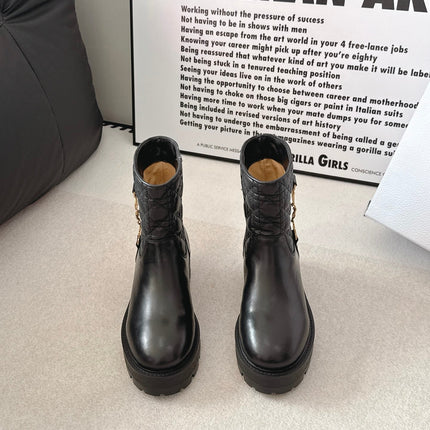 DIOR 26S ANKLE BOOTS IN BLACK QUILTED CALFSKIN GOLD HARDWARE