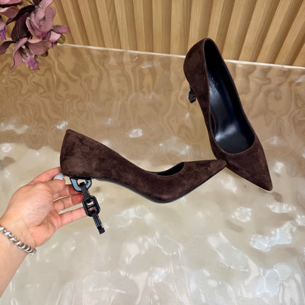 HM 26S HIGH-HEEL 80 MM IN DARK BROWN SUEDE
