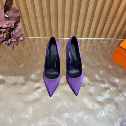 HM 26S HIGH-HEEL 80 MM IN PURPLE SATIN