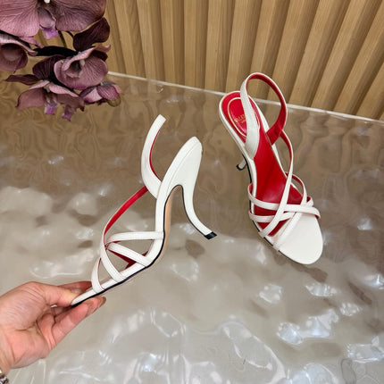 VALENTINO 26S STRAPPER HEEL SANDALS 100 MM IN OFF-WHITE CALFSKIN