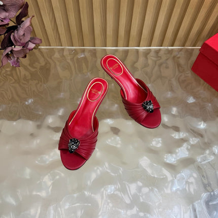VALENTINO 26S HIGH-HEEL SANDALS 50 MM IN DARK RED GATHERED CALFSKIN