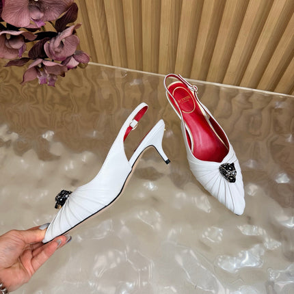 VALENTINO 26S SLINGBACK PUMPS 50 MM IN WHITE CALFSKIN