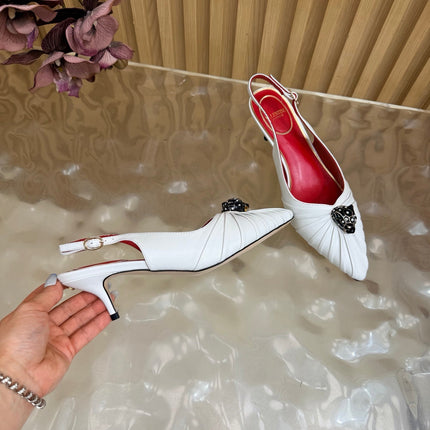VALENTINO 26S SLINGBACK PUMPS 50 MM IN WHITE CALFSKIN