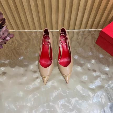 VALENTINO 26S CAP-TOE PUMPS 90 MM IN BEIGE CALFSKIN