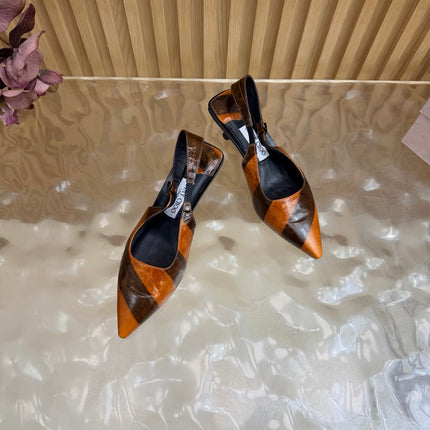JIMMY CHOO 26S SLINGBACK PUMPS 65 MM IN ORANGE MIX BROWN CALFSKIN