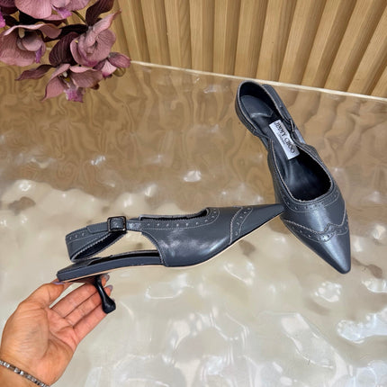 JIMMY CHOO 26S SLINGBACK PUMPS 65 MM IN SLATE GREY CALFSKIN