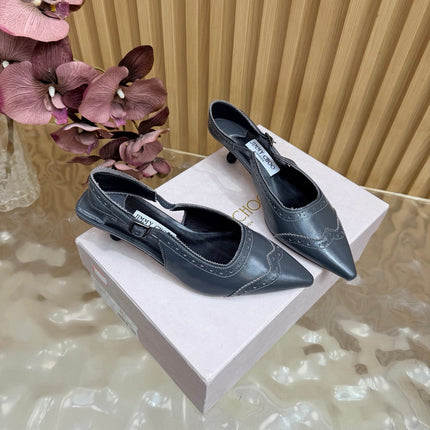 JIMMY CHOO 26S SLINGBACK PUMPS 65 MM IN SLATE GREY CALFSKIN