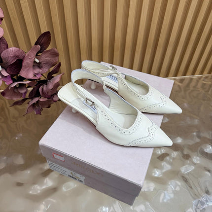 JIMMY CHOO 26S SLINGBACK PUMPS 65 MM IN OFF WHITE CALFSKIN