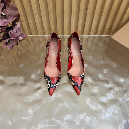 CHRISTIAN LOUBOUTIN 26S HIGH HEELS 100 MM IN MULTICOLOR SNAKE-EMBOSSED CALFSKIN