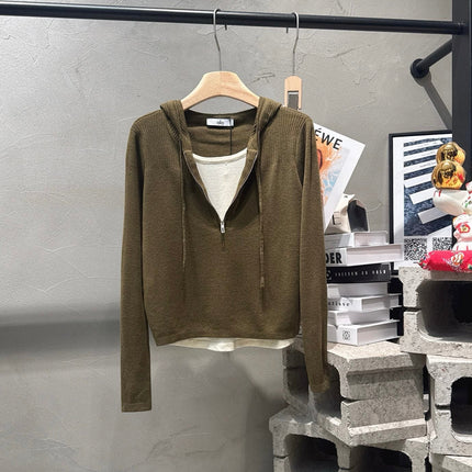 ALO 26S HALF-ZIP HOODED KNIT TOP 448