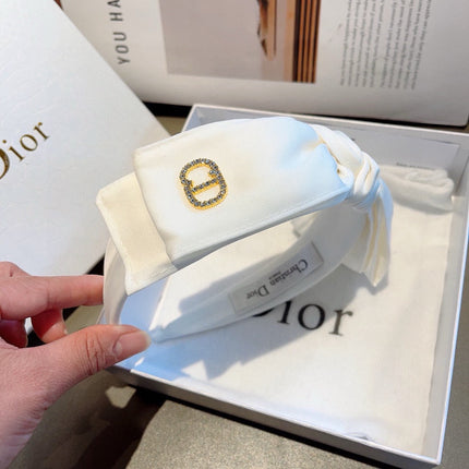 DIOR 26S BOW HEADBAND IN WHITE FABRIC 500703