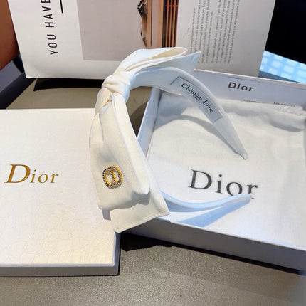 DIOR 26S BOW HEADBAND IN WHITE FABRIC 500703