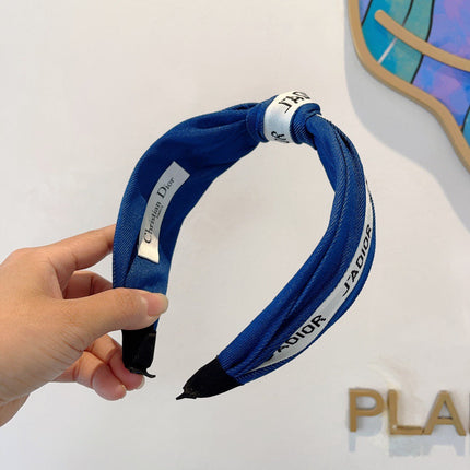 DIOR 26S HEADBAND IN DARK BLUE AND WHITE FABRIC 512023