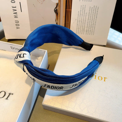 DIOR 26S HEADBAND IN DARK BLUE AND WHITE FABRIC 512023